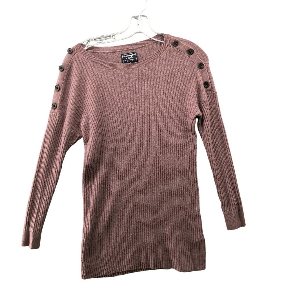 Abercrombie & Fitch Sweater Womens XS Mauve Wool Alpaca Longline Tunic Ribbed